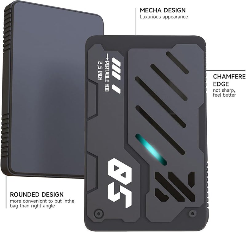 قرص صلب خارجي 1 تيرابايت من النوع C USB 3.1 بحجم 2.5 بوصة محمول من الألومنيوم - Image 3